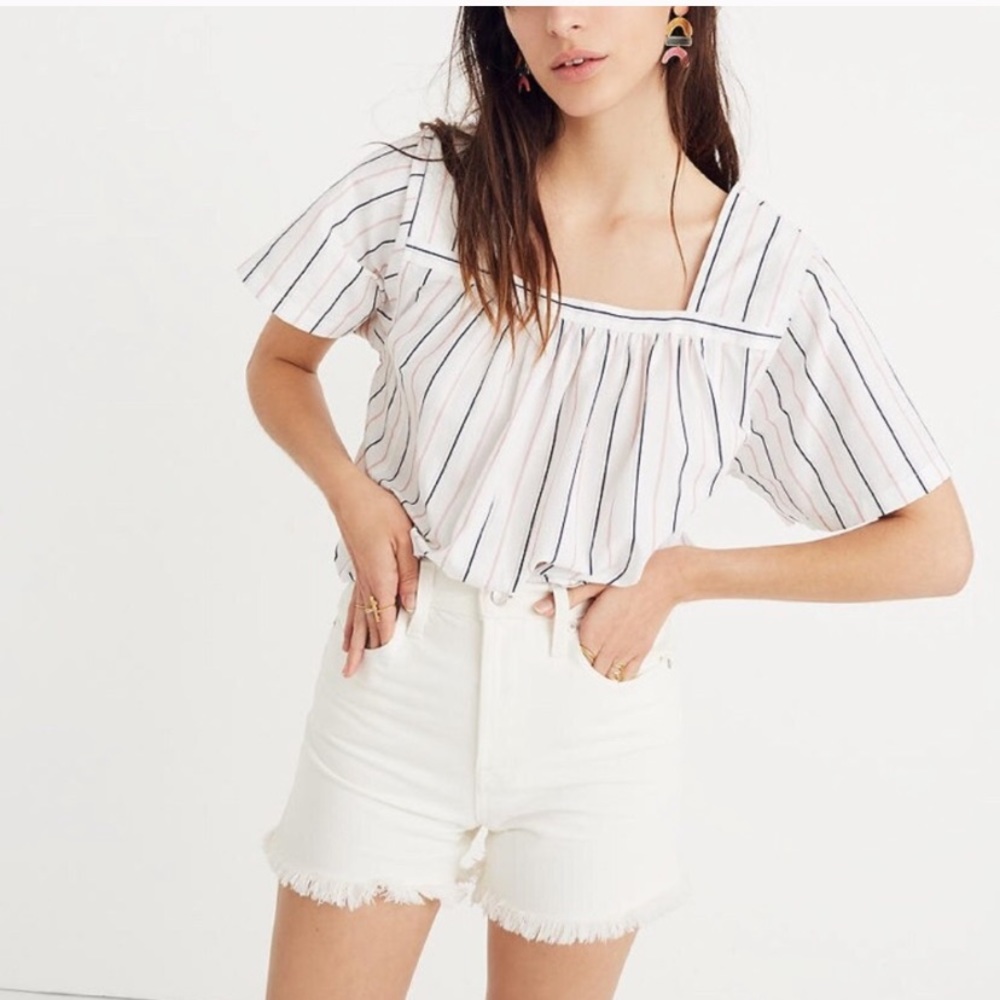 NWT Madewell Red Blue Striped Top